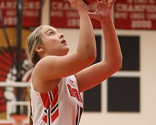 Girard's Marissa Cave (10) goes up for a layup in the third quarter of an AAC high school basketball game, Monday, Dec. 11, 2017, in Girard. Girard won 39-23...(Nikos Frazier | The Vindicator)
