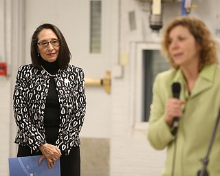 EDA Lady listens to Barb Ewing speak at the grand opening of the new Youngstown Business Incubator building, Monday, Dec. 11, 2017, in Youngstown...(Nikos Frazier | The Vindicator)