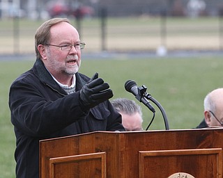   ROBERT K YOSAY  | THE VINDICATOR..Mr Richard Biggs...   Soccer and Track Planning Committee.  Lordstown Veterans Memorial Stadium dedication.: Lordstown HS new track and soccer field. ..-30-