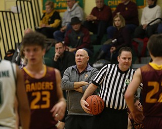 South Range head coach John Cullen talks to a player in the third quarter of a high school basketball game, Friday, Dec. 15, 2017, in Youngstown. South Range won 61-38...(Nikos Frazier | The Vindicator)