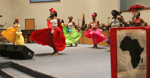 William D. Lewis  The Vindicator Harambe youth dancers perform an African folk dance during the first night of Kwanzaa at New Bethel Baptist Church in Youngstown 12-26-17.