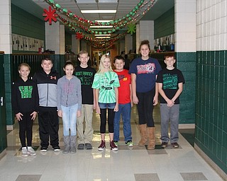 West Branch Middle School recognizes one boy and one girl student each month as its students of the month for excelling in the classroom and having good character. Qualities the school looks for when choosing a winner include trustworthiness, responsibility and respectfulness. November’s winners were: eighth-graders Jennifer Phillis and Zach Peters; seventh-graders Lachlan Cameron and Connor Mayle; sixth-graders Haley Close and Michael Dorris; and fifth-graders Tessa Nezbeth and Logan Klemann. Above, from left, are Tessa, Logan, Haley, Michael, Lachlan, Connor, Jennifer and Zach.
