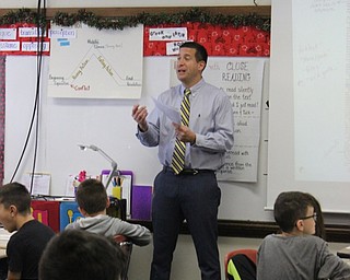 Neighbors | Abby Slanker.Canfield Village Middle School Principal Judd Rubin took over fifth-grade Language Arts teacher Julie Webb’s class to teach for a day as Canfield Local Schools administrators returned to the classroom on Dec. 12.