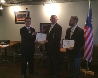 Neighbors | Submitted .On Nov. 11, the Mahoning Chapter of the Sons of the American Revolution met at the Manor in Austintown to swear in two new members and hand out awards. Pictured are Shawn A. Cox, Scott M. Davis and Adam S. Davis. .