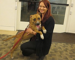 Neighbors | Zack Shively.Mallory Wiand and Renee Beverly invited All About the Pawz to the library for the DIY Dog Toy event at Austintown library. Pictured are Angie Westhead and a dog named Janey.
