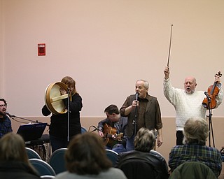 County Mayo performs during First Night Youngstown, Sunday, Dec. 31, 2017, at The Steel Museum in Youngstown. ..from left, Brad Campbell, marcy Meiers, Jack Lewis, Ted Miller and Bill Lewis..(Nikos Frazier | The Vindicator)