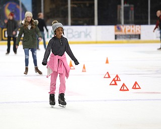 Briah McArthur(10) of Austintown ice skates during First Night Youngstown, Sunday, Dec. 31, 2017, at the Covelli Centre in Youngstown. ..(Nikos Frazier | The Vindicator)