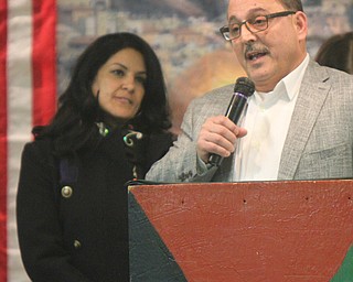 William D. Lewis the Vindicator  Al Adi speaks during a vicotry party 1-6-18 after winning a stay of deportation. t left is his wife.