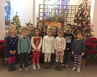 The Preschool Enrichment class at Ursuline Preschool and Kindergarten recently visited the Ursuline Sister’s chapel and learned the true meaning of Christmas. Above, from left, are Sylvie Sylvester, Jameson Zarlenga, Robbie Komara, Lyla Sam, Kendall Kaleel, Allison Roberts, Ella Morse, Mila Gay, M J Boatner and Ava Pfahler.