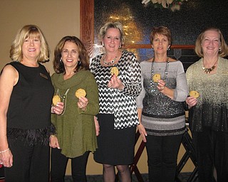 Linda Crish, president-elect of the General Federation of Women’s Clubs Ohio, recently installed the 2018 officers for the Boardman Poland Junior Women’s League at its annual Christmas social at the Blue Wolf Tavern. Accepting league offices were Debbie Weaver, president; Sperry Rongone, first vice president and membership chairwoman; Yvonne Ford, second vice president and program yearbook; Cheryl Smaldino, president-elect; Derrie Wilkes, treasurer; Tina Bellino, assistant treasurer; Debbie Chop, publicity; and Margaret Cherol, corresponding secretary. The league’s mission is to provide a creative outlet for women interested in providing community service in areas of arts, conservation, education, home life and international and public affairs. Any woman over age 18 who resides in Mahoning, Trumbull, or Columbiana counties and would like information should call Sperry Rongone, membership chairwoman, at 330-770-3880. Above, from left, are Weaver, Rongone, Ford, Cherol and Wilkes.