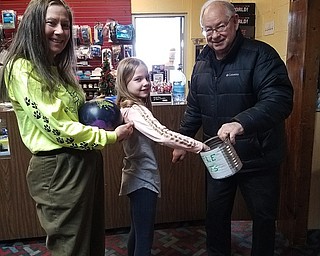Boardman Lanes sponsored a fundraiser for Angels for Animals with the drawing taking place Dec. 30. Jim DeMain of Boardman was the winner. Participating in the drawing, above from left, are Diane Less, Kenley Smith and Rob Theis, owner of Boardman Lanes. Proceeds will go toward the building of a new Angel Wing. It will offer affordable emergency care and regular veterinarian care around the clock. It will allow Angels for Animals to increase the number of spay/neuter surgeries helping to control animal over-population in the Youngstown area and outlying communities. Angels is a nonprofit organization, and is continuing to raise funds for this project. They get no funding from any state, local or federal sources. For information, call 330-549-1111.