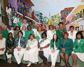 Above, Youngstown Links Inc., members front row, from left, are Sarah Brown-Clark, central area parliamentarian; Margaret Staples, president; Monica Hoskins-Vann, vice president; Janice L. Beachum, recording secretary; Dr. Sabine Barlatt, corresponding secretary; Margaret Person, treasurer; Ursula Perdue, financial secretary; and Ruthie King, parliamentarian. Second row, from left, are Dr. Virginia Banks-Bright, chairwoman, HIV/AIDS and national executive council; Dr. Krishmu Shipmon,; Juanita Davis; Dr. Martha Jones; Shelley English; Dr. Joan Boyd; Anne R. Cobbin; Wanda Smith; and Juanita Williams. Stairs, from left, are Lenora Hill; Attorney Dayna Terrell; Cheryl McArthur; Julie Greene; Brenda Moore; Audrey Gillian; Judge Carla Baldwin; and Dr. Ruth Quarles.