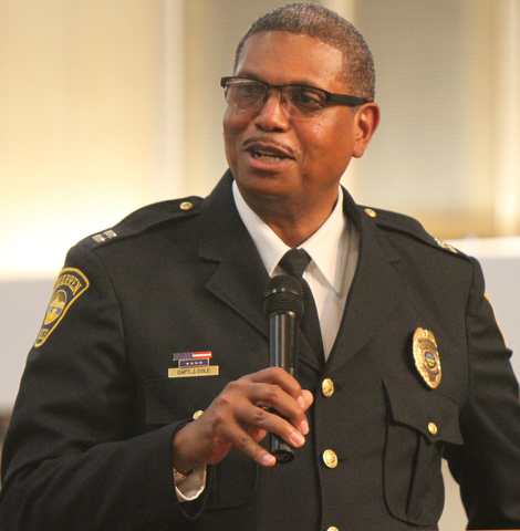 William D Lewis the Vindicator   Warren PD Captain Jeff Cole speaks during 1-14-18 MLK event at 2nd Baptist in Warren.