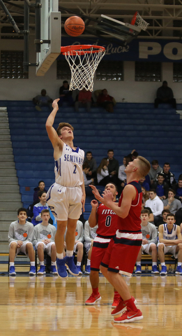 Poland guard Mike Diaz (2) watches as his layup goes into the net in the fourth quarter of an AAC high school basketball game, Tuesday, Jan. 16, 2018, in Poland. Poland won 70-56...(Nikos Frazier | The Vindicator)