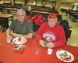 Neighbors | Zack Shively.The veterans all thanked the students for the dinner. Fitch does a number of events to honor veterans throughout the year. Pictured are, from left, Roger Humberson and Gene McCalpin.