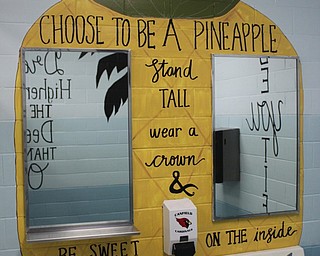 Neighbors | Abby Slanker.Canfield PTO member Sam Nappo developed a vision, themes and color schemes for two Canfield Village Middle School girls restrooms designed to inspire and empower the girls every day.