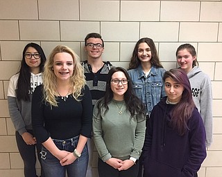 Boardman High School Scholastic Art Competition winners front row, from left, are Madison Lucas, Regan Lambert and Tessa Tropea and in back, from left, are Tina Zheng, Kyle Kimerer, Miranda Canacci and Clara Ipseu.