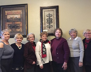 The January membership meeting of GFWC Warren City Federation recently took place at the Sunrise Inn Banquet Center in Warren. Fifth Wheel was the hostess club, and Someplace Safe was chosen for the community outreach. Trumbull County Probate Court Judge James Fredericka presented a slide show on the duties of his office and focused on the Guardian Angels of Trumbull County. The next meeting will take place at Ciminero’s Banquet Center in Niles. Jim Valesky from the Warren Heritage Center will be the featured speaker. For information on becoming a member, contact Peggy Boyd at 330-856-5398. Above, from left, are Fifth Wheel members Janet Vogt; Holly Jo Paisley, president; Alice Cosgrove; Theresa Salcone; Helene Seifert; Marge Camarata; and Rosie Stockton.