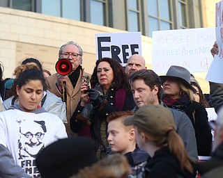 Former State Rep. Bob Hagan(D-Ohio) speaks during a rally for Al Adi's release, Saturday, Jan. 20, 2018, at the Nathaniel R. Jones Federal Building & U.S. Courthouse in Youngstown...(Nikos Frazier | The Vindicator)
