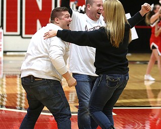 Bill Cupler goes up for a half court shot to win $12,000 from Burgan Real Estate during a media timeout at an NCAA college basketball game between YSU and IUPUI, Saturday, Jan. 20, 2018, in Youngstown...(Nikos Frazier | The Vindicator)