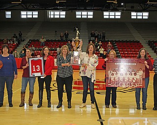 Members of the 1978 Struthers High School state championship team are honored during Saturday afternoons matchup against Niles at Struthers High School.   Dustin Livesay  |  The Vindicator  1/20/18  Struthers