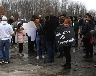 Maria Catauro of Girard holds a sign as close to 200 community members attend a protest rally demanding the release of Al Adi, Sunday, Jan. 21, 2018, outside the Northeast Ohio Correctional Facility in Youngstown...(Nikos Frazier | The Vindicator)