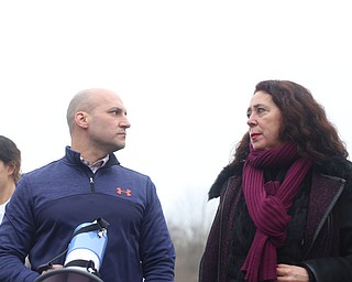 State Sen. Joe Schiavoni (D-Ohio) and State Rep. Michele Lepore-Hagan (D-Ohio) pause as close to 200 community members attend a protest rally demanding the release of Al Adi, Sunday, Jan. 21, 2018, outside the Northeast Ohio Correctional Facility in Youngstown...(Nikos Frazier | The Vindicator)