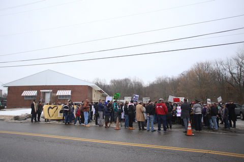 Close to 200 community members attend a protest rally demanding the release of Al Adi, Sunday, Jan. 21, 2018, outside the Northeast Ohio Correctional Facility in Youngstown...(Nikos Frazier | The Vindicator)