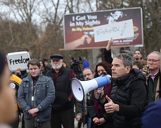 Atty. David Leopold speaks at a protest rally demanding the release of Al Adi, Sunday, Jan. 21, 2018, outside the Northeast Ohio Correctional Facility in Youngstown...(Nikos Frazier | The Vindicator)