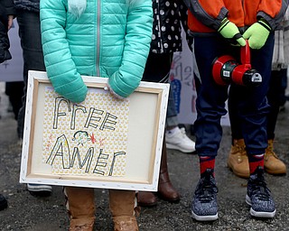 Young protestors at a protest rally demanding the release of Al Adi, Sunday, Jan. 21, 2018, outside the Northeast Ohio Correctional Facility in Youngstown...(Nikos Frazier | The Vindicator)