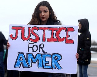 Yasmin Musleh(15) of Boardman poses for a photo at a protest rally demanding the release of Al Adi, Sunday, Jan. 21, 2018, outside the Northeast Ohio Correctional Facility in Youngstown...(Nikos Frazier | The Vindicator)