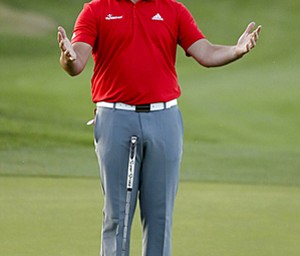 Jon Rahm won the CareerBuilder Challenge golf tournament on the Stadium Course at PGA West Sunday, Jan. 21, 2018 in La Quinta, Calif. (AP Photo/Chris Carlson)