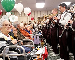 William D Lewis The Vindicator Marge LoCicero celebrated her 100th birthday 1-23 at Marian Assisted Living Center in Boardman. Her birthday wish was to have a marching band play at her party. 50 members of the Boardman HS band obliged her with a concert.