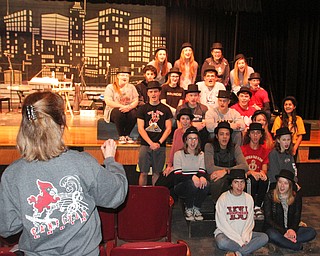 William D Lewis The Vindicator  Canfield musical dirictor Kelly Scurich leads a rehersal of 100 Years of Broadway at Canfield HS. 1-23-18.