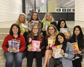 Neighbors | Abby Slanker.Sarah Podolan, Akron Children’s Hospital Mahoning Valley development assistant, (right) visited Canfield High School to pick up coloring books and crayons the art club collected through the month of December. Joining Podolan were (front) Aidyn Jones and Maddie Impton; (back) Julianna Nock, Ella Mitchell, art club advisor Kate Antal and India Thakar.