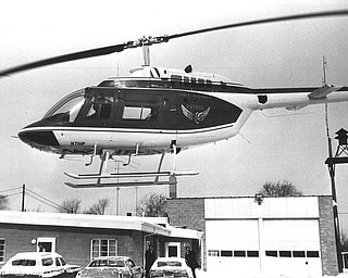 1978 Blizzard A OSHP helicopter takes off from the Jackson Twp. to survey blizzard damage.