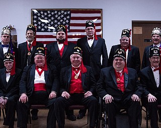 Above, Aut Mori Grotto officers who recently were installed are, front row, from left, Dave Laverock, Dale Hawkins, Gary Shane, Dan Illenick and Richard Brady. Back row, from left, are Gary Farrant, Jim Humphrey, William Golec, Earl Neff, Dave Powell and Carmen Pompeii.