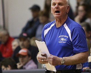 Jackson-Milton head coach Pat Keney reacts to a call in the second half of an Mahoning Valley Athletic Conference high school basketball game, Monday, Jan. 29, 2018, in McDonald. McDonald won 37-34...(Nikos Frazier | The Vindicator)
