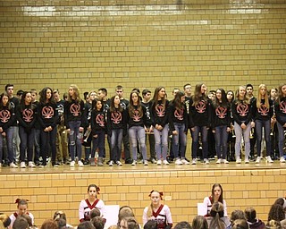 Neighbors | Abby Slanker.The Canfield Village Middle School seventh-grade girls basketball team was introduced at the school’s annual Winter Sports Pep Assembly on Jan. 26.