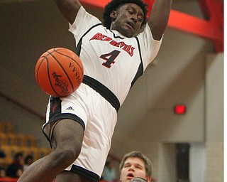 William D. Lewis The Vindicator Campbell's Eric Van Cobb(4) dunks during 1rst qtr of 2-2-18 game with Liberrty.