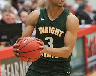 William D. Lewis The Vindicator WSU's MArk Hughes(3))during 2-3-18 action at YSU.