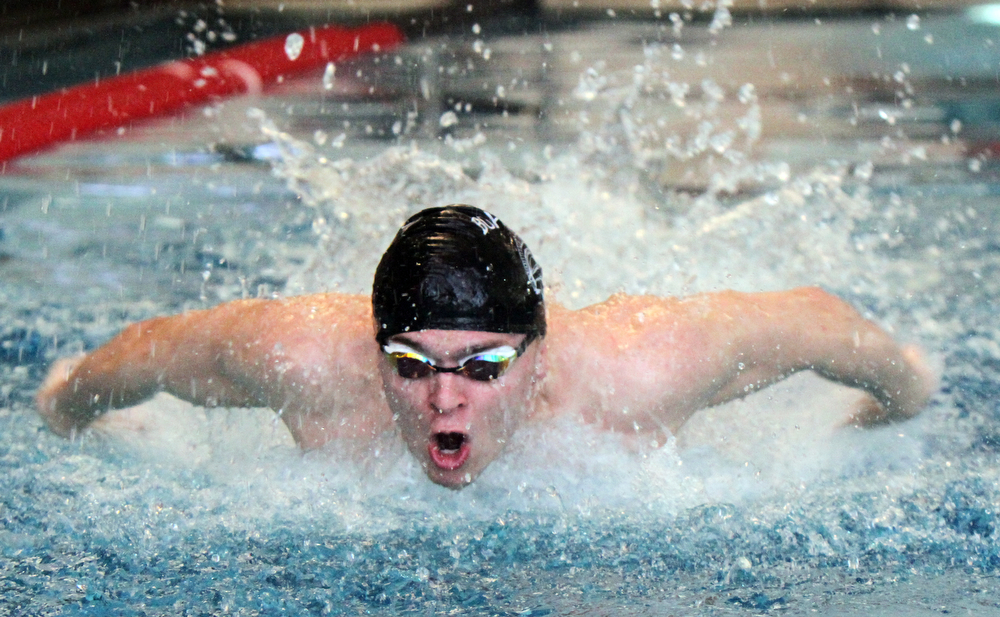 William D Lewis the Vindicator  Boardman relay swimmer Callen Aulizia swims butterfly.