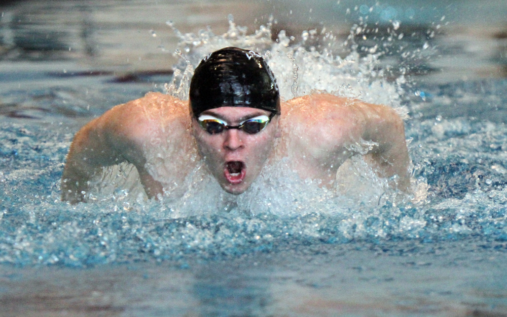 William D Lewis the Vindicator  Boardman relay swimmer Callen Aulizia swims butterfly.