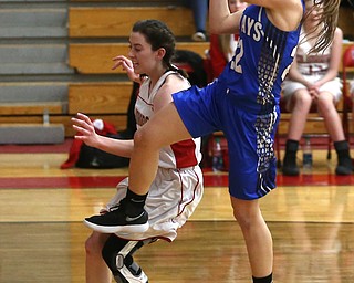 Jackson-Milton guard Michaelina Terranova (22) goes up for a layup in the first quarter of an OHSAA high school basketball game, Thursday, Feb. 8, 2018, in Columbiana. Columbiana won 36-23...(Nikos Frazier | The Vindicator)