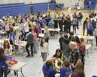  ROBERT K.YOSAY  | THE VINDICATOR..A few hundred Hubbard High School students spent Friday at the schoolÕs STEM Festival where they put their creativity and STEM knowledge to the test. Students could choose to participate in contests including bridge building, creating and testing a trebuchet and an egg drop...-30-