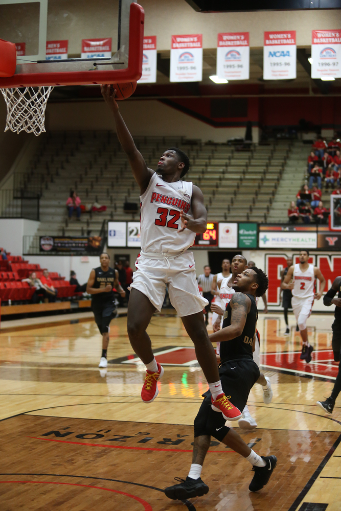 Youngstown State guard Garrett Covington (32) goes up for a layup in the second half of an NCAA Horizon League college basketball game, Wednesday, Feb. 14, 2018, in Youngstown. YSU won 75-73...(Nikos Frazier | The Vindicator)