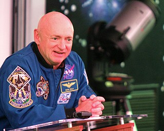 Williamk D. Lewis the vindicator   Retired NASA astronaut Mike Kelly, husband of Gabby Giffords speaks as part of Skeggs lecture series 2-15-18at YSU planetarium.