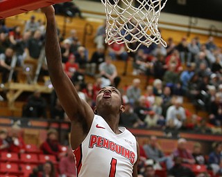 Youngstown State guard Braun Hartfield (1) goes up for a layup during the first half of a NCAA Horizon League college basketball game, Saturday, Feb. 24, 2018, in Youngstown...(Nikos Frazier | The Vindicator)