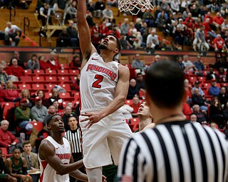 Youngstown State forward Devin Haygood (2) goes up for a layup during the first half of a NCAA Horizon League college basketball game, Saturday, Feb. 24, 2018, in Youngstown...(Nikos Frazier | The Vindicator)