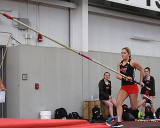 Youngstown pole vaulter Shelby Marken during the first day of the 2018 Horizon League Indoor Championships, Saturday, Feb. 24, 2018, in Youngstown...(Nikos Frazier | The Vindicator)